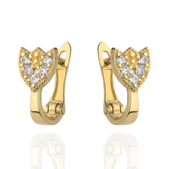 Złote kolczyki 585 dla dziewczynki - tulipany