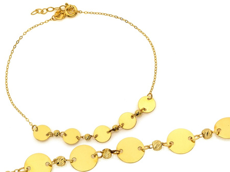 Złota bransoletka łańcuszek z kółeczkami