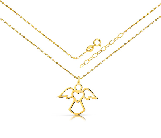 Złoty naszyjnik 585 - aniołek z serduszkiem