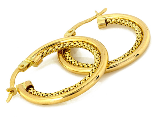 Kolczyki złote podwójne koła 25mm