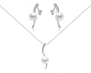 Zestaw srebrny 925 naszyjnik i kolczyki z perłami