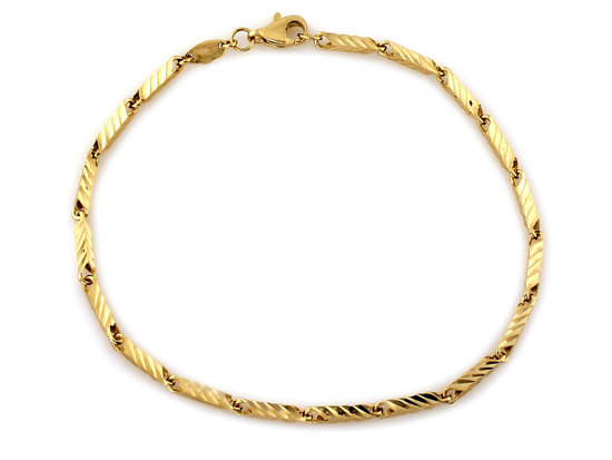 Bransoletka złota z prostokątnych frezowanych elementów