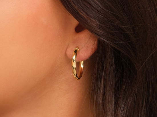 Kolczyki złote koła kółka zdobione 26mm