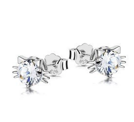 Srebrne kolczyki 925 z diamentowymi cyrkoniami  - kotki