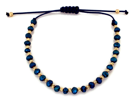 Bransoletka złota z niebieskimi kamieniami i kulkami