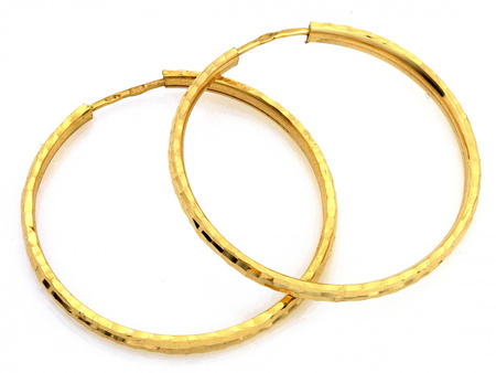 Kolczyki złote kółka zdobione szarniry 33mm