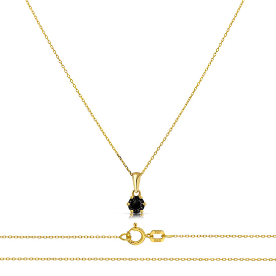 Złoty naszyjnik 585 - klasyczny z czarną cyrkonią