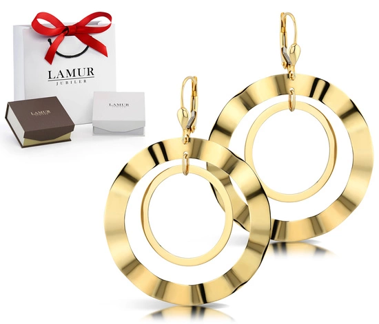 Złote kolczyki 585 - wiszące okazałe koła