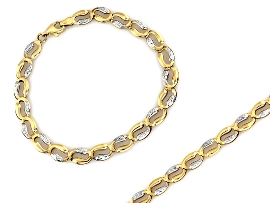 Bransoletka złota z dwukolorowych owalnych elementów