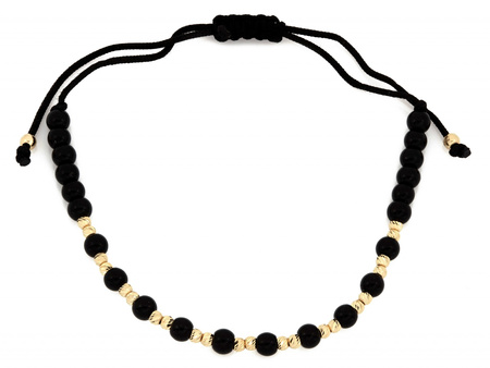 Złote i czarne kulki bransoletka czarna sznurkowa