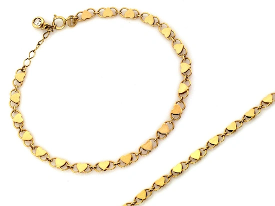 Bransoletka złota z malutkich serc ażurowa