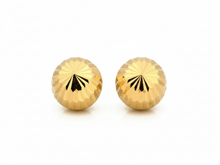 Kolczyki złote diamentowane kulki sztyfty 6mm