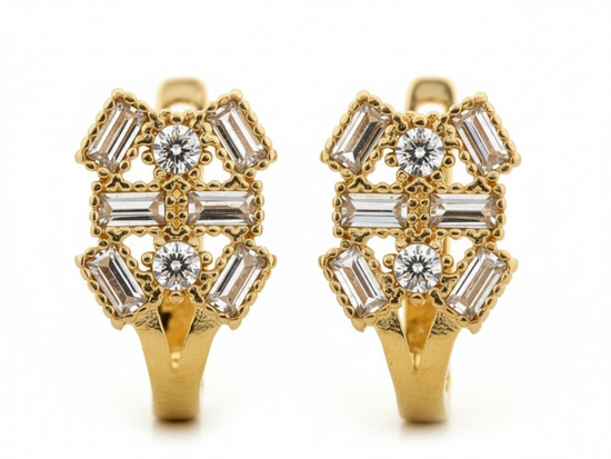 Złote kolczyki angielskie delikatne z cyrkoniami