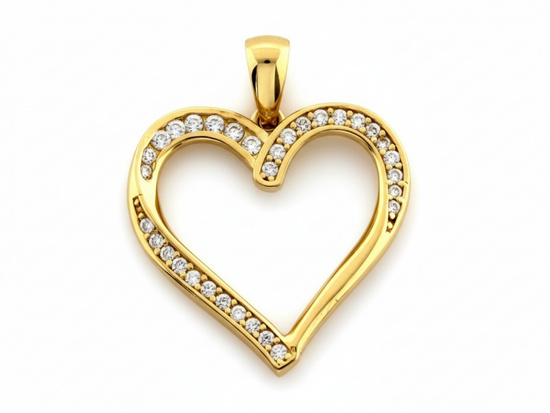 Zawieszka złote serce z cyrkoniami wisiorek