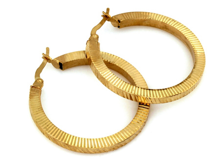 Kolczyki złote koła grube frezowane 35mm