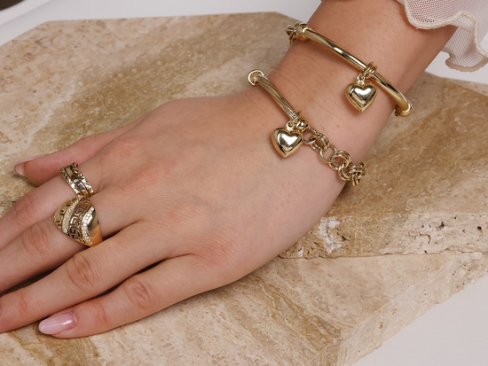 Bransoletka złota modna efektowna z wiszącym sercem
