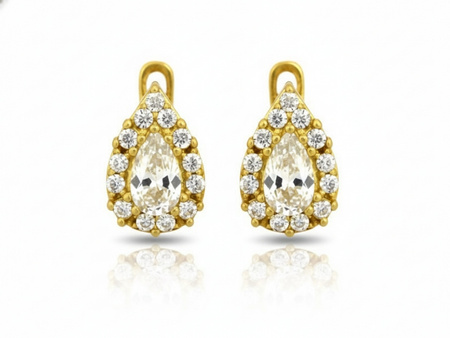 Złote kolczyki z cyrkoniami angielskie zapięcie