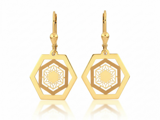 Kolczyki złote wiszące sześciany angielskie zapięcie