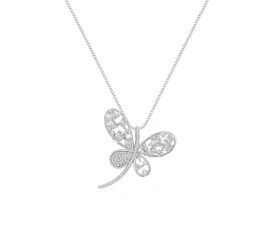 Naszyjnik srebrny 925 z diamentowymi cyrkoniami - motyl