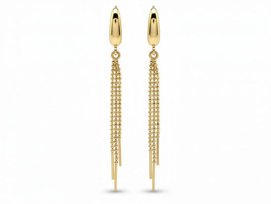 Kolczyki złote długie z łańcuszkami angielskie zapięcie