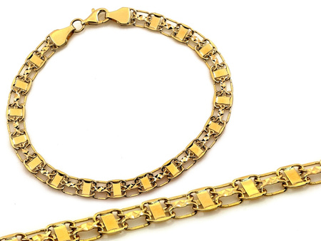 Bransoletka złota jak ażurowa taśma ruchome elementy