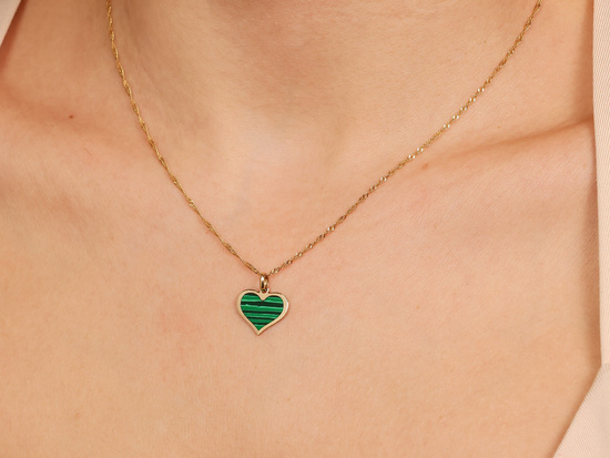 Zawieszka złote serce z malachitem