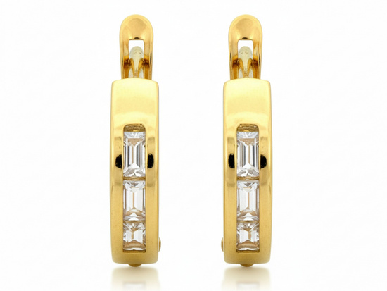 Kolczyki złote angielskie subtelne z cyrkoniami