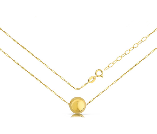 Złoty naszyjnik 585 z kulką, kuleczką