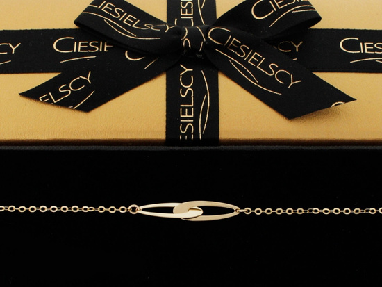 Bransoletka złota celebrytka z dwoma sztywnymi ozdobami