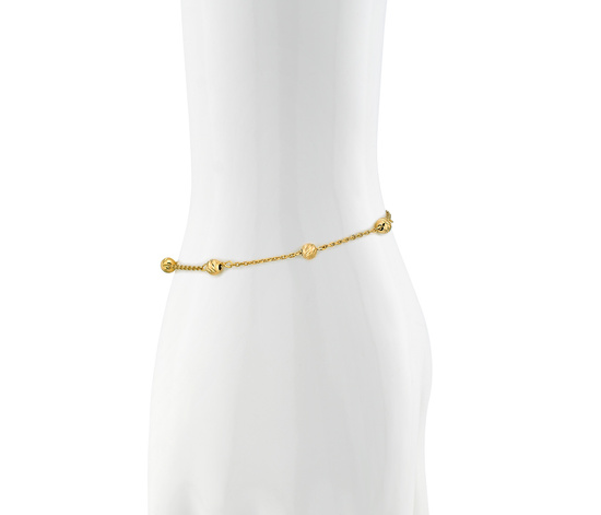Złota bransoletka 925 z diamentowanymi kuleczkami - 16,5 - 19,5 cm