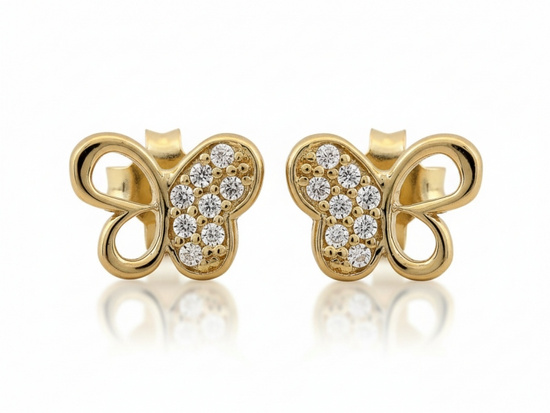 Kolczyki złote motylki małe motylki na sztyfcie