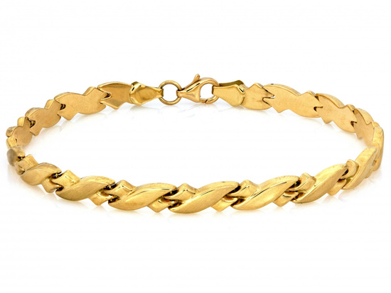 Bransoletka złota stampato z satynowanymi elementami