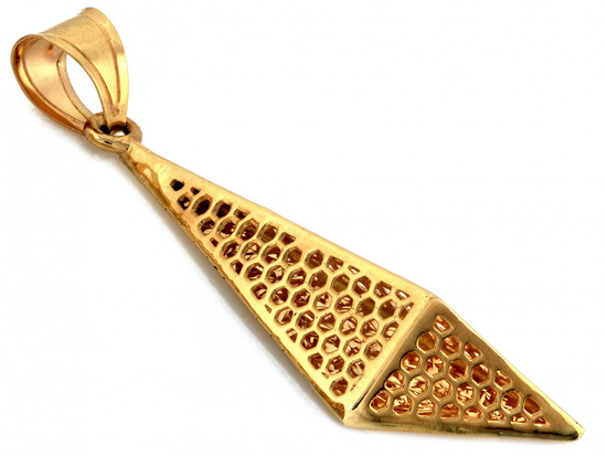 Zawieszka złota długa ażurowa przestrzenna modna trójkątna