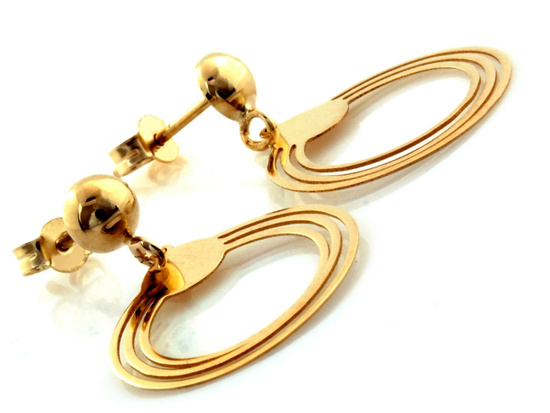 Kolczyki złote wiszące na sztyfcie