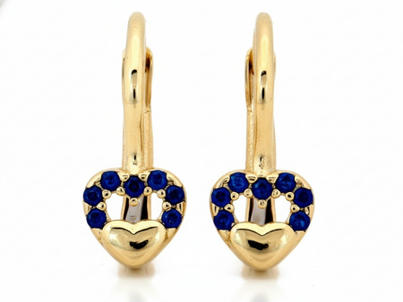 Kolczyki złote dla dziewczynki z serduszkiem na prezent