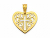 Zawieszka złota ażurowe serce z krzyżykiem medalik
