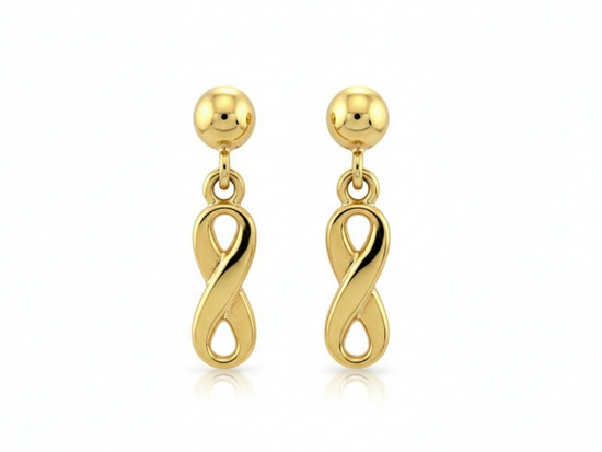 Kolczyki sztyfty z wiszącą nieskończonością