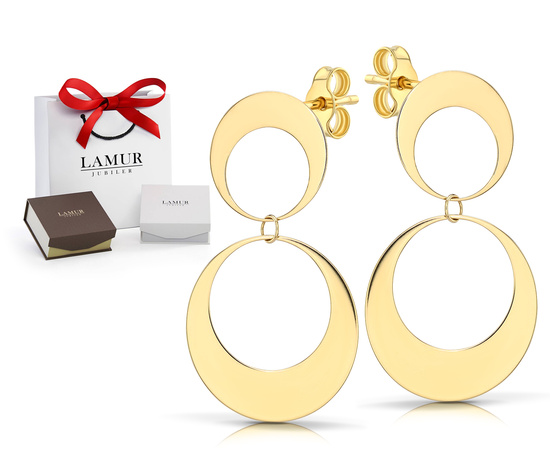 Złote kolczyki 333 koła - wiszące