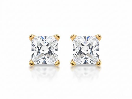 Złote kolczyki z cyrkonią na sztyfcie