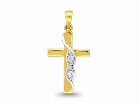 Złoty krzyżyk z cyrkoniami oryginalny wzór