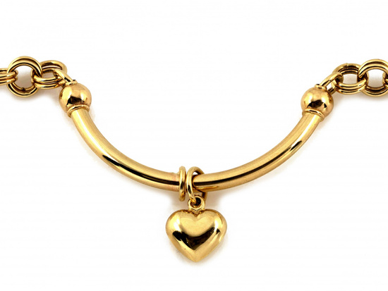 Bransoletka złota modna efektowna z wiszącym sercem