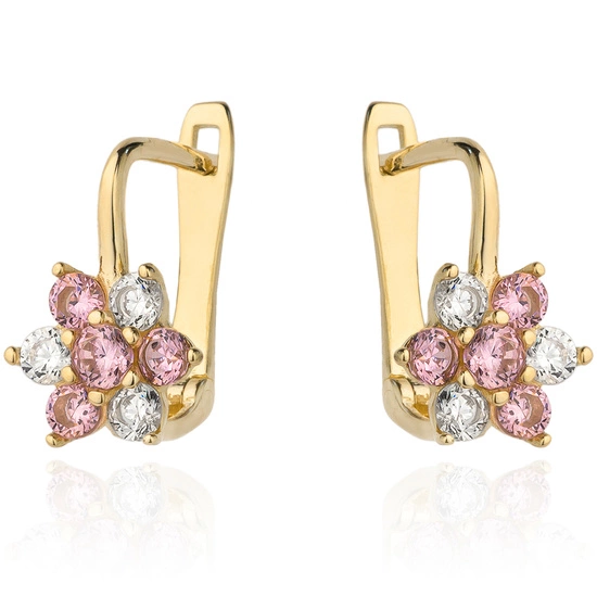 Złote kolczyki 585 dla dziewczynki - kwiatki