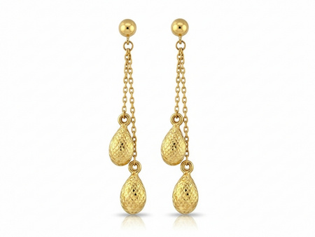 Kolczyki wiszące złote łzy łezki na łańcuszku