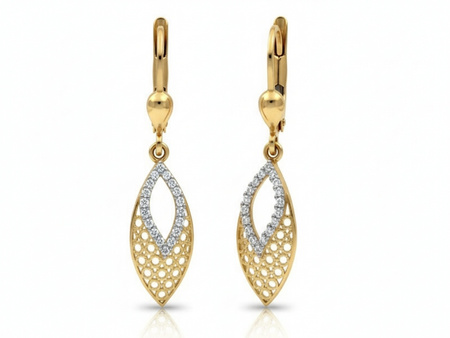 Kolczyki długie misterny ażur z białym złotem