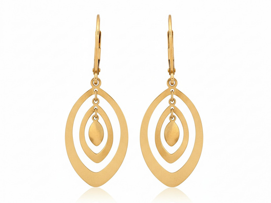 Kolczyki złote wiszące ruchome elementy angielskie zapięcie