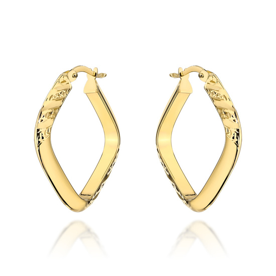 Złote kolczyki 585 diamentowane kwadratowe koła