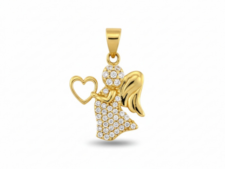 Zawieszka złota aniołek z cyrkoniami