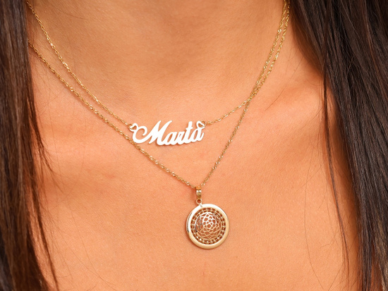 Zawieszka złota okrągła ażurowa