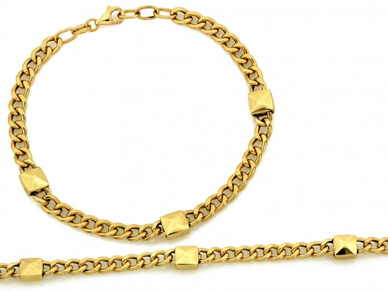 Bransoletka złota gruba z łączonych łańcuszków
