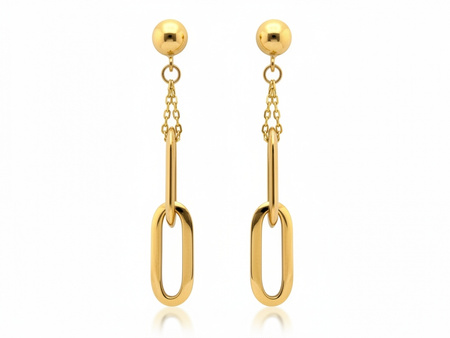 Kolczyki złote długie wiszące z dużymi ogniwami